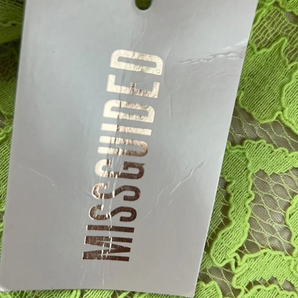 SOLD NWT Misguided Yellow Plunge Lace Midaxi Dress size 6 - Picture 9 of 11